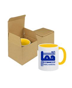 لیوان سفید دسته و داخل رنگی (( بدون جعبه ))